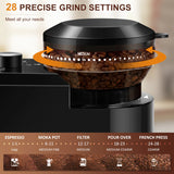 Electric Burr Mill Coffee Grinder Automatic Coffee Bean Grinding With 28 Grind Settings For Espresso French Press Drip 2-12 Cup