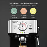 HiBREW Coffee Machine Cafetera 20 Bar Espresso Inox Semi Automatic Expresso Cappuccino Hot Water Steam Temperature Display H5