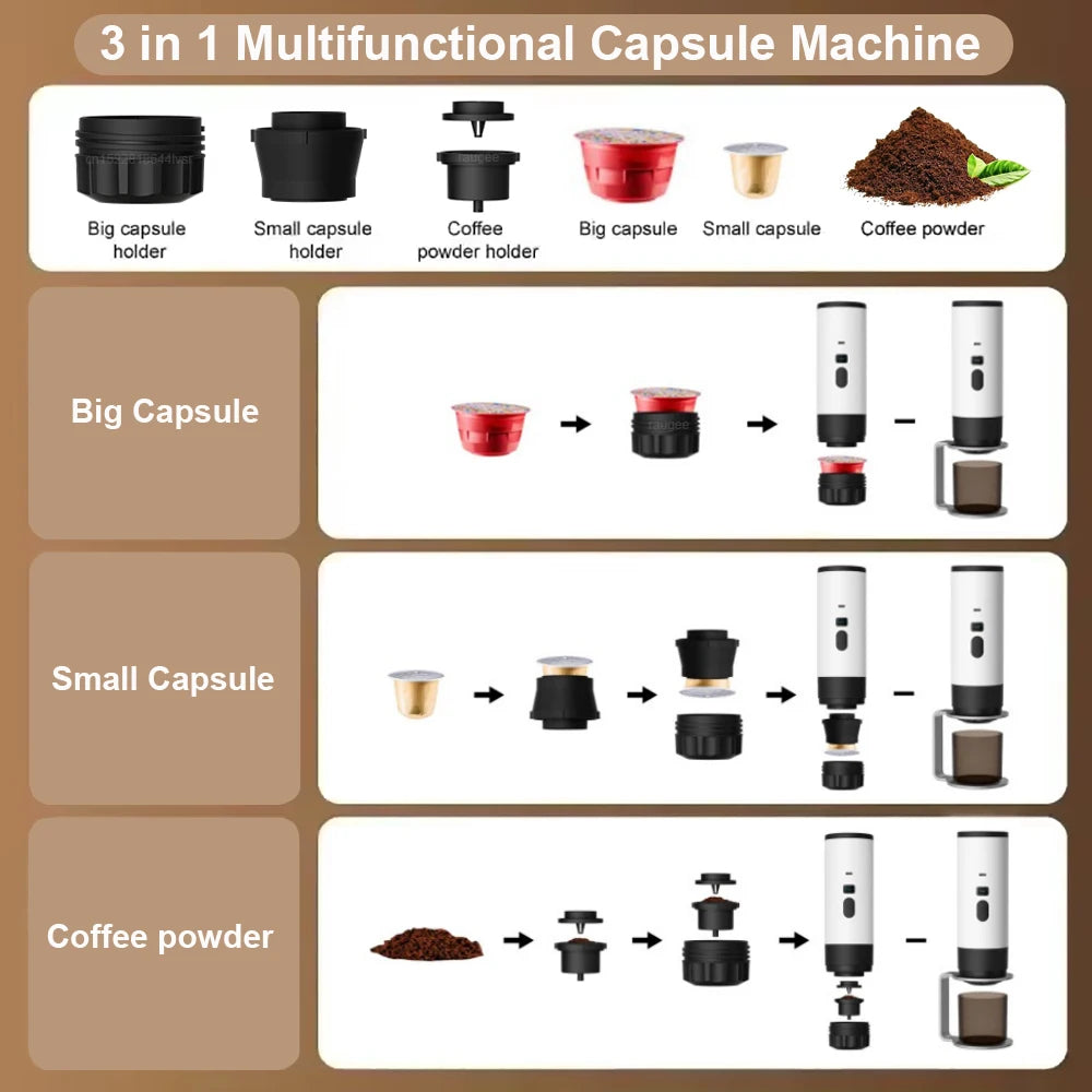 Portable Coffee Maker Wireless Espresso Maker 3 In 1 Self Heating Camping Coffee Maker for Travel Car Home Camping Coffee Maker