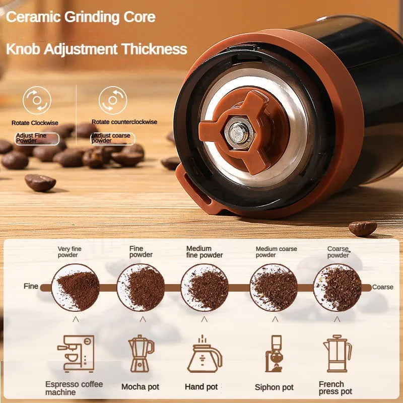 Manual Coffee Grinder Machine Grinding Home Outdoors Travel Hand Crank Portable Coffee Grinder Adjustable Bean Grinder withbrush