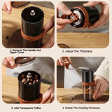 Manual Coffee Grinder Machine Grinding Home Outdoors Travel Hand Crank Portable Coffee Grinder Adjustable Bean Grinder withbrush