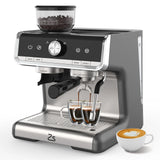 Espresso Machine with Grinder, Professional Espresso Maker with Milk Frother Steam Wand, 20 Bar Barista Cappuccino Machine,1450W