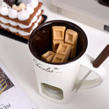 Hot Chocolate Fondue Mug Ceramic Mini Chocolate Melting Cup Butter Warmer Heating Tableware Creative Household Drinking Utensils