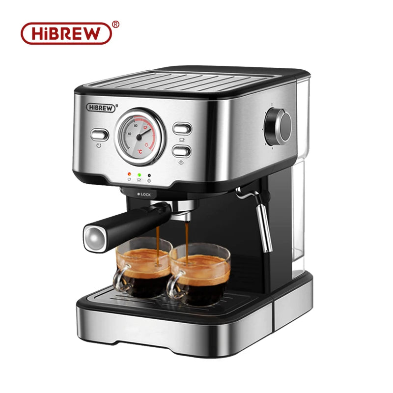 HiBREW Coffee Machine Cafetera 20 Bar Espresso Inox Semi Automatic Expresso Cappuccino Hot Water Steam Temperature Display H5