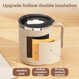 Stainless steel mug with lid, large-capacity office cup, brewed drinking cup, household coffee cup for men and women.
