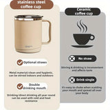 Stainless steel mug with lid, large-capacity office cup, brewed drinking cup, household coffee cup for men and women.