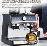Espresso Machine with Grinder, Professional Espresso Maker with Milk Frother Steam Wand, 20 Bar Barista Cappuccino Machine,1450W