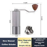 Manual Coffee Grinder Stainless Steel Conical Burr Adjustable Setting High Quality Portable Hand Grinder