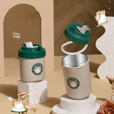 380/480ML Stainless Steel Coffee Mug Double Layer Cup with Lid Water CupCartoon Mug Gift Temperature Portable Vacuum Flasks Cup