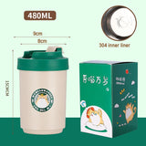 380/480ML Stainless Steel Coffee Mug Double Layer Cup with Lid Water CupCartoon Mug Gift Temperature Portable Vacuum Flasks Cup