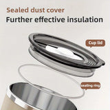 Stainless steel mug with lid, large-capacity office cup, brewed drinking cup, household coffee cup for men and women.