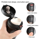 Snap-on Lid Design Thermal Mug 500ml Stainless Steel Coffee Cup Double Wall Vacuum Flask Bottle Tea Coffee Leak-proof Mug