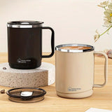 Stainless steel mug with lid, large-capacity office cup, brewed drinking cup, household coffee cup for men and women.