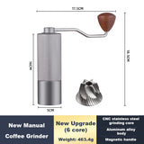 Manual Coffee Grinder Stainless Steel Conical Burr Adjustable Setting High Quality Portable Hand Grinder